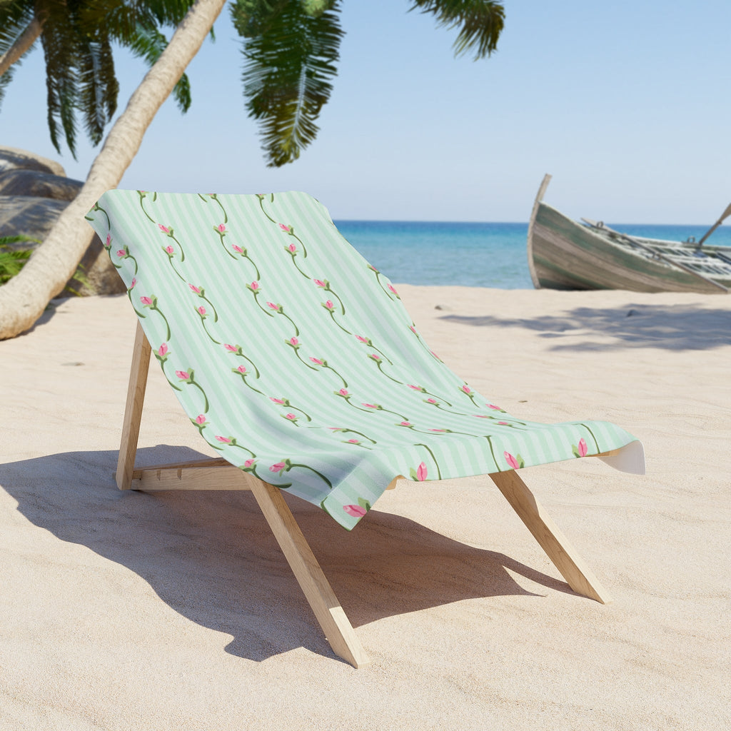 Customizable: Floral Beach Towel with Vintage Vibe | Perfect for Summer, Poolside, Travel, Beach Days, and Picnics