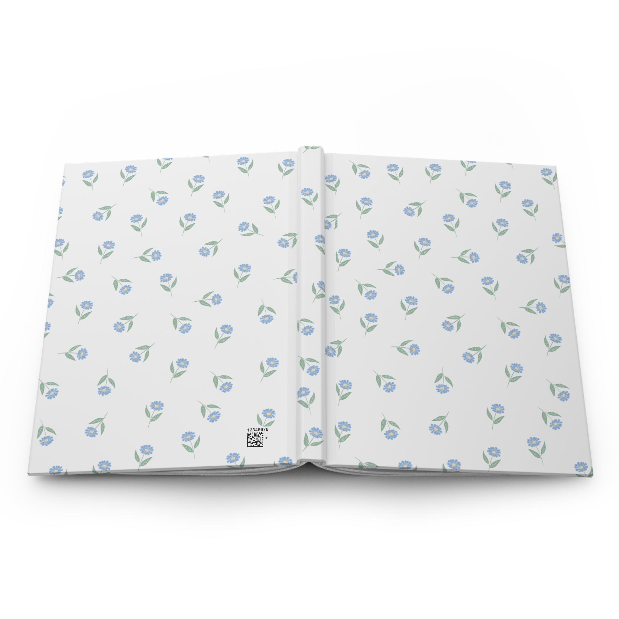 Customizable Blue Floral Hardcover Journal