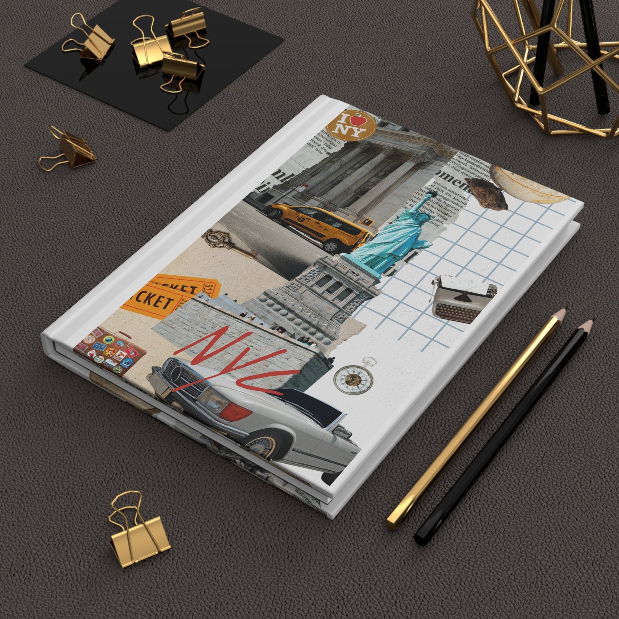 NYC-Inspired Hardcover Journal, Travel Diary, Gift for Writers, Vintage NYC Art, City Lover's Notebook, Sketchbook