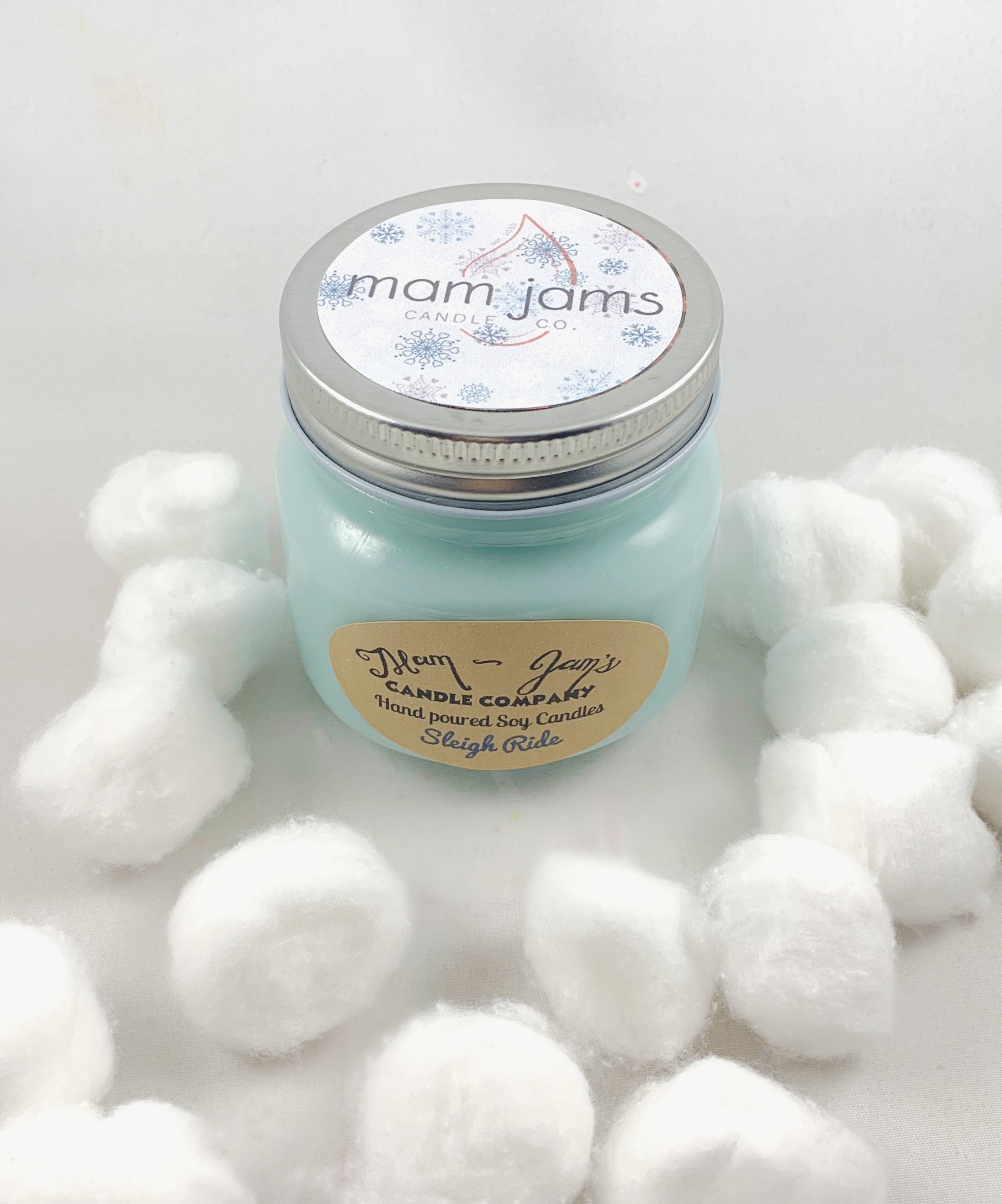 Sleigh Ride Soy Candle – Cozy & Festive Holiday Scent | Mam Jam’s
