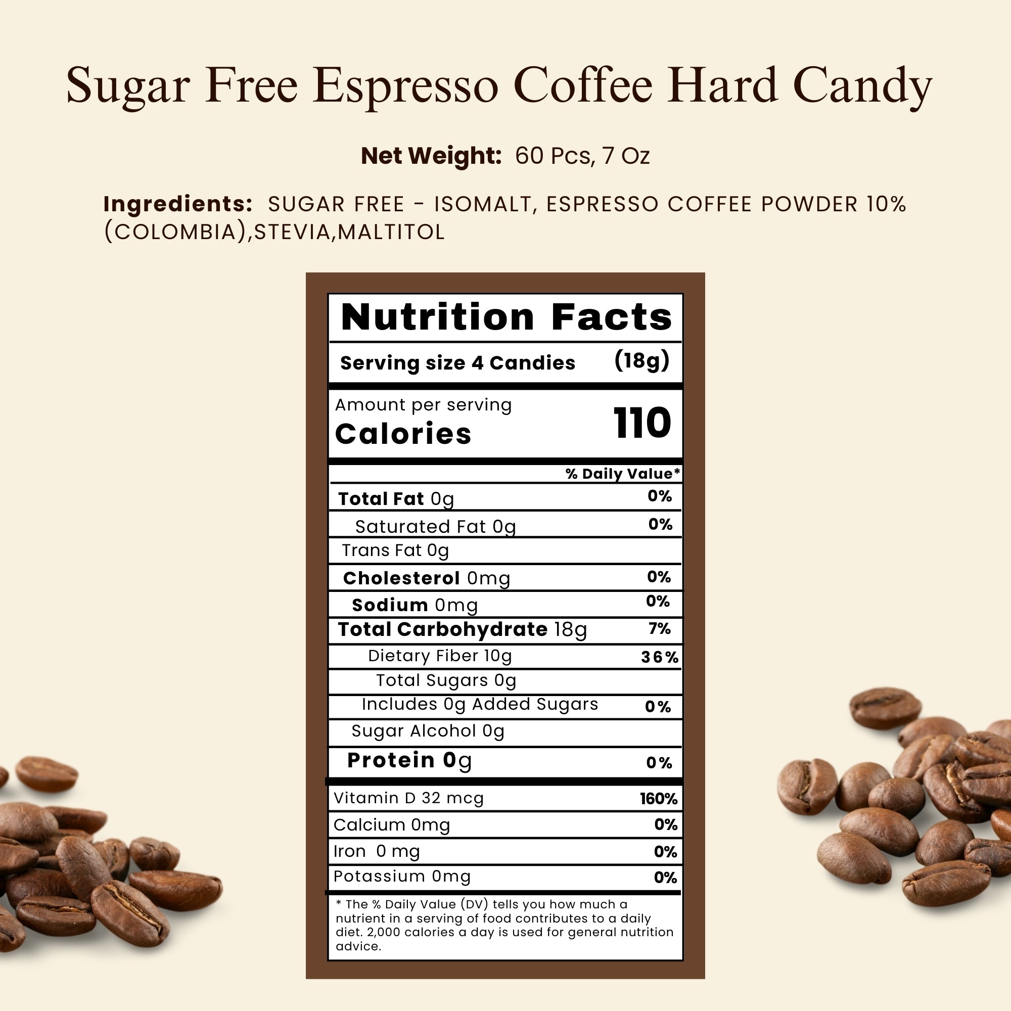 Andy Anand Sugar-Free Espresso Coffee Hard Candy, 7 oz – Stevia Sweetened, European Imported, Keto & Diabetic-Friendly Gourmet Gift Box