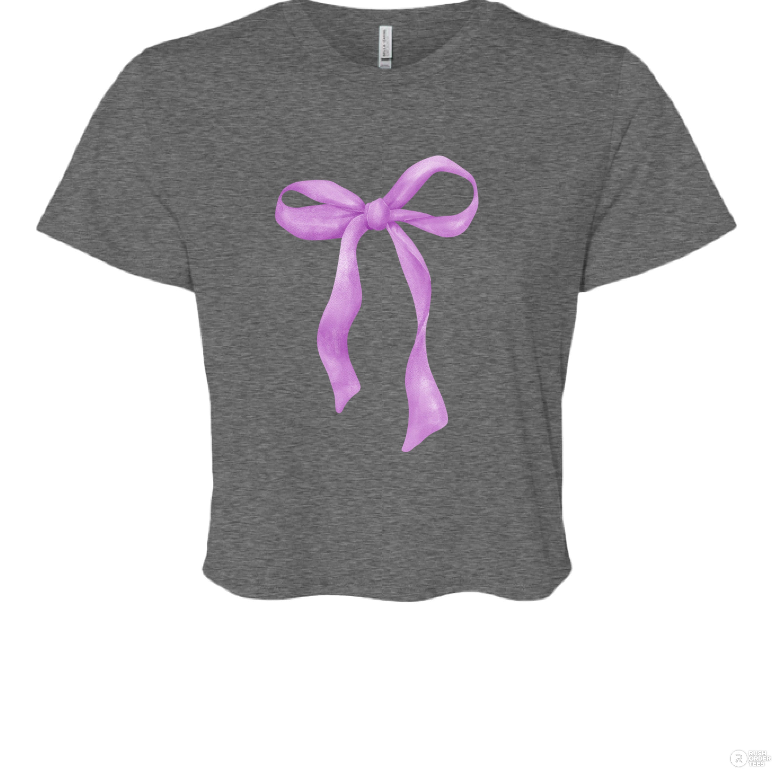Customizable: Purple Coquette Bow Flowy Cropped T-Shirt