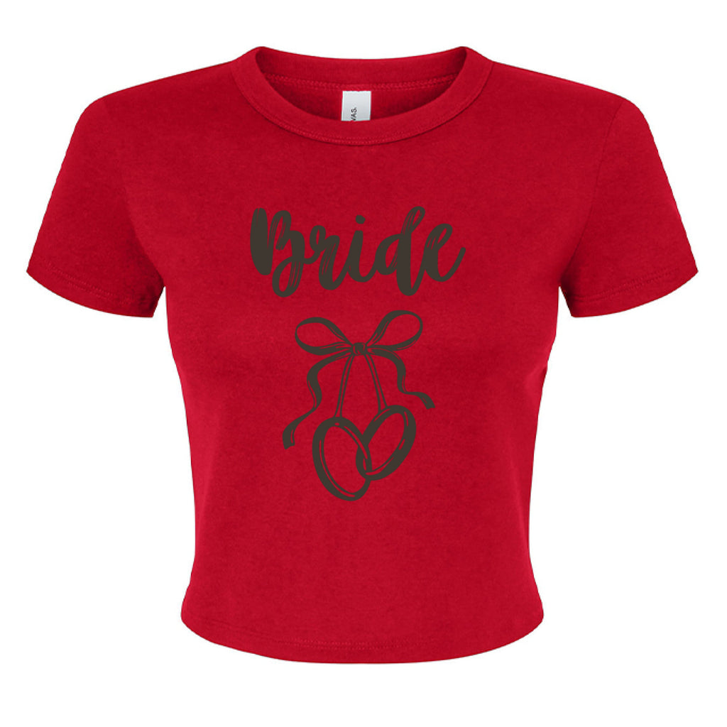 Customizable: Interlocking Rings and Coquette Bow Bride Micro Ribbed Baby Tee