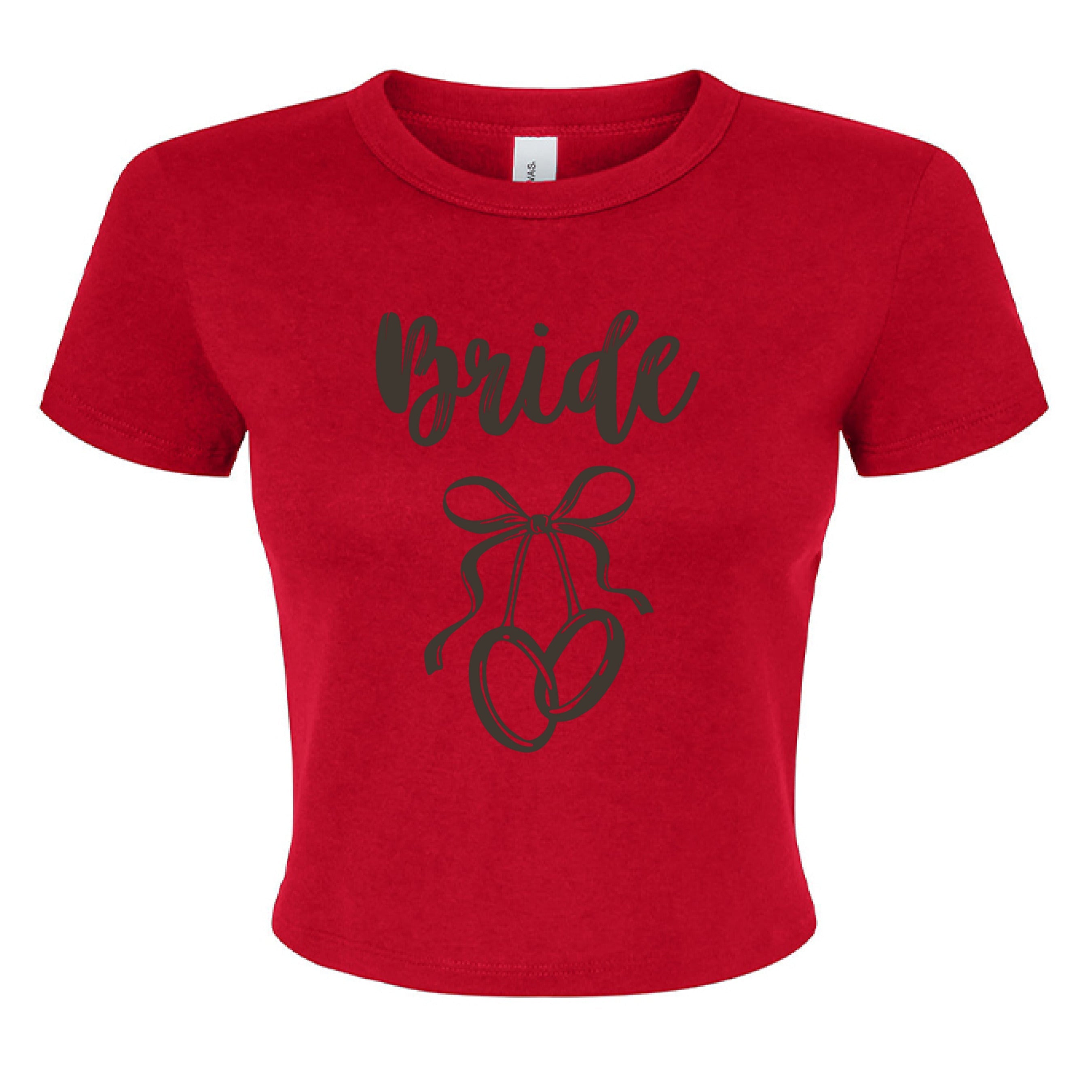 Customizable: Interlocking Rings and Coquette Bow Bride Micro Ribbed Baby Tee