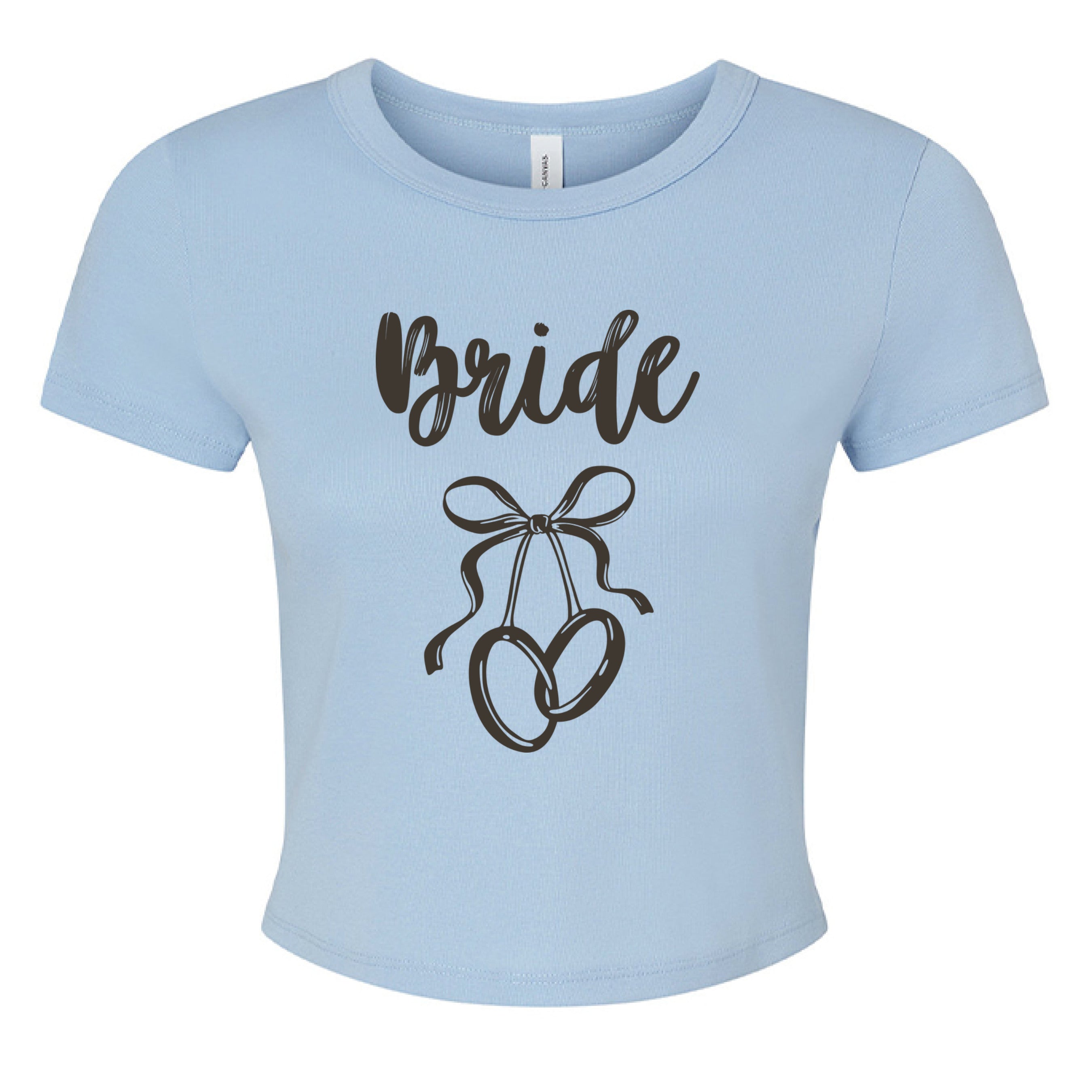 Customizable: Interlocking Rings and Coquette Bow Bride Micro Ribbed Baby Tee