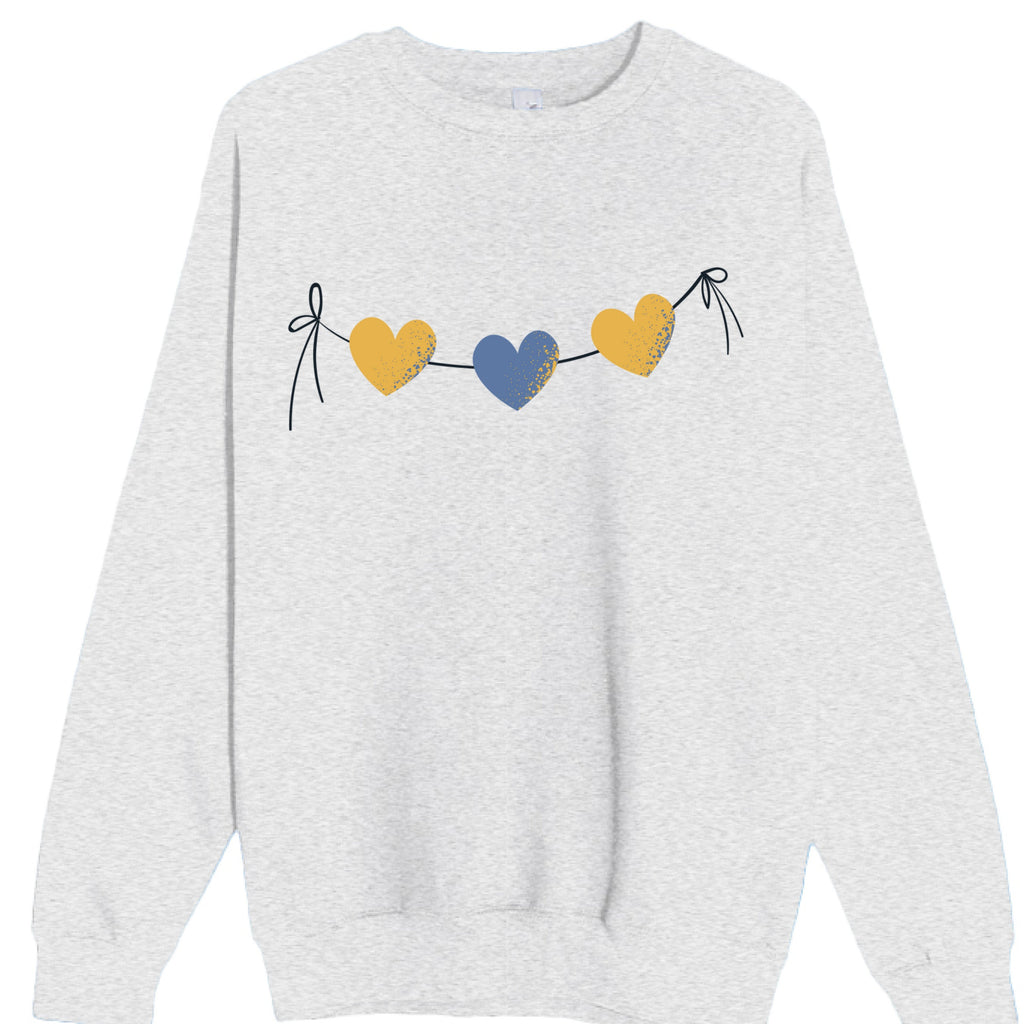 Customizable: Yellow and Blue Tri-Heart Crewneck