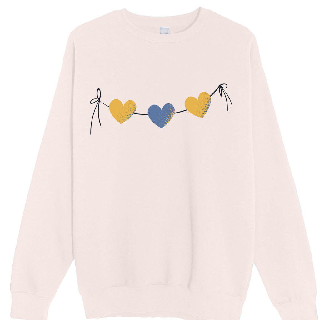 Customizable: Yellow and Blue Tri-Heart Crewneck